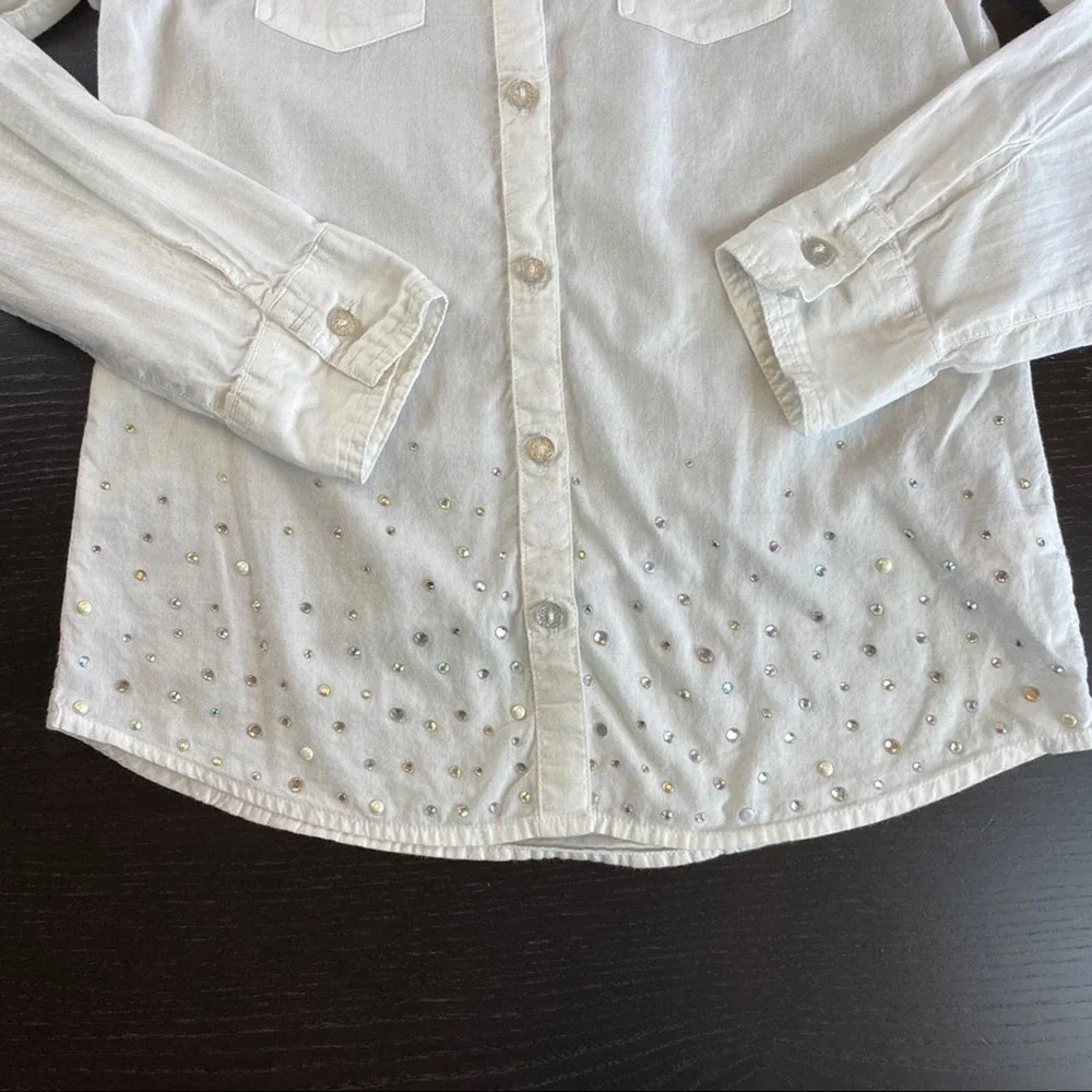 3/$20 Justice White Button Down Top Size 12